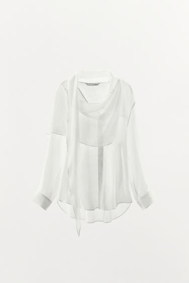 ZW COLLECTION SCARF SHIRT - White by Zara