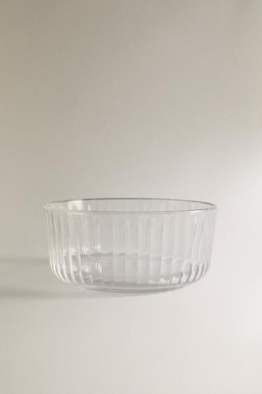 RAISED WAVE DESIGN GLASS BOWL - 990 by Zara