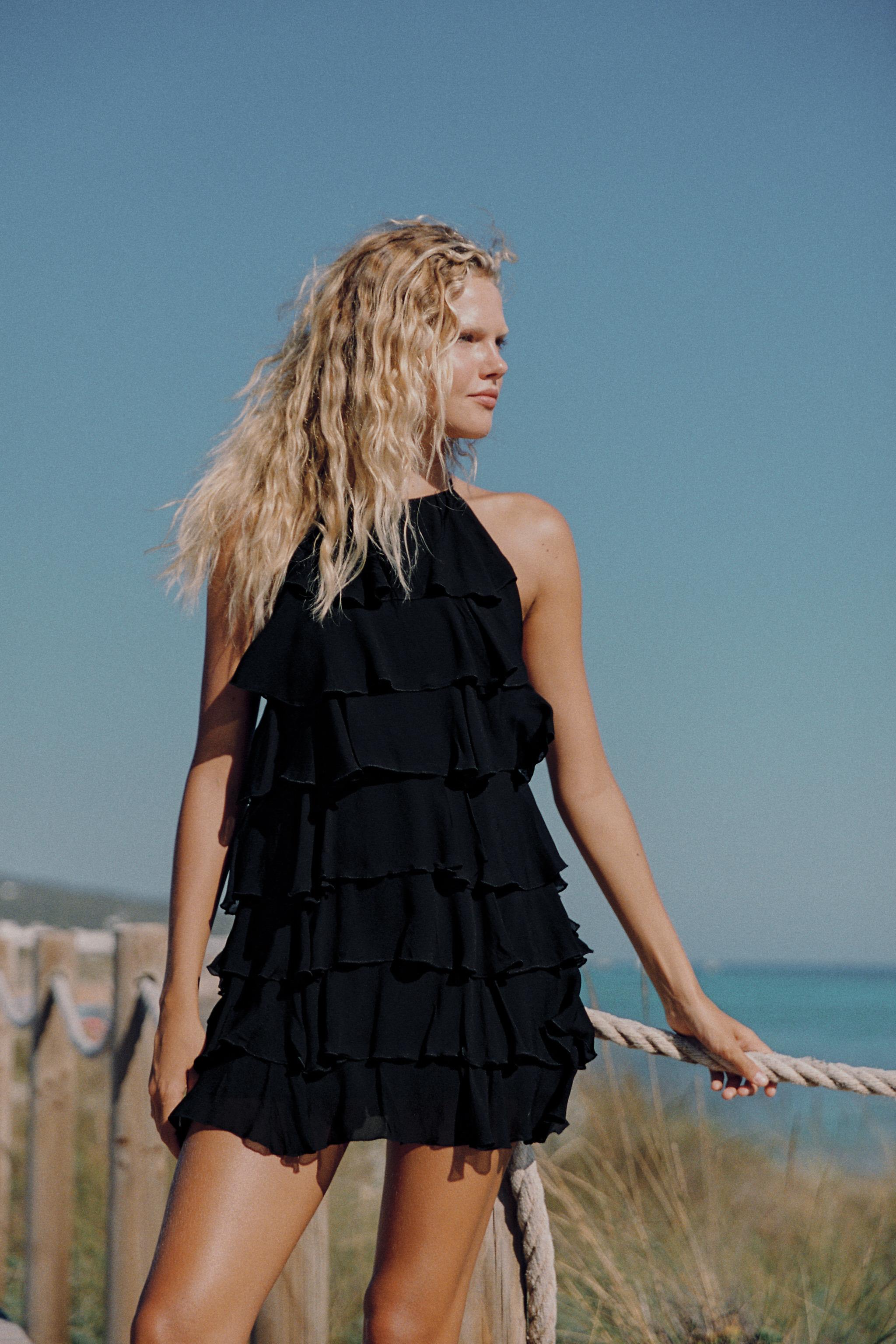 Женские платья Zara RUFFLED HALTER MINI DRESS — фото 3