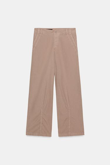 PANTALON DROIT À PLIS - Rose poudré de Zara - Image 3