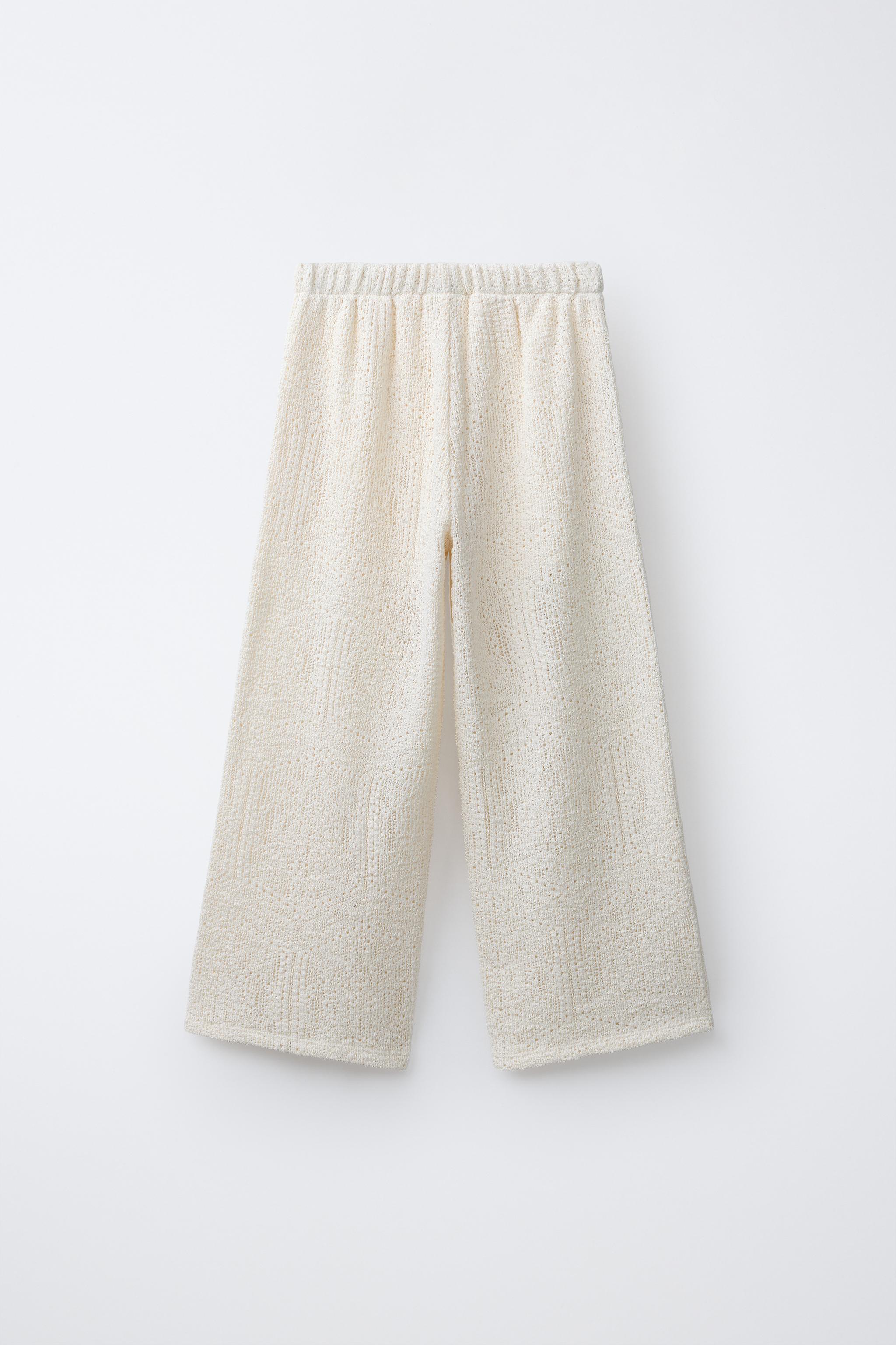 WIDE LEG OPEN-KNIT LACE PANTS