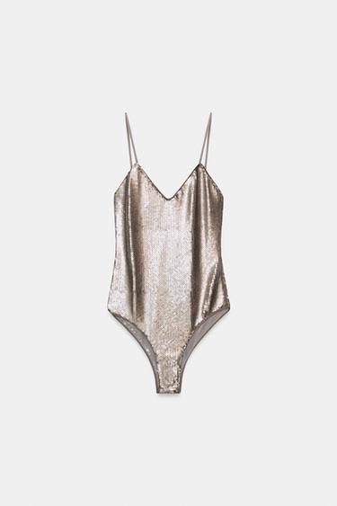 ZW COLLECTION SEQUIN BODYSUIT - Matte silver by Zara - Image 7