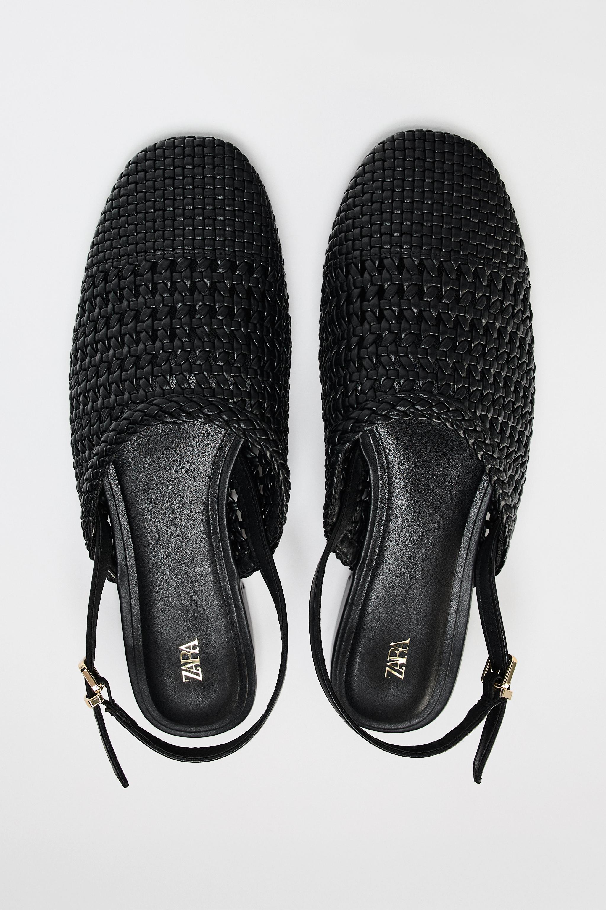 【ZARA】編み込みスリングバックシューズ ブラック 3518/510/800 編み込みスリングバックシューズ - ブラック | ZARA Japan / 日本