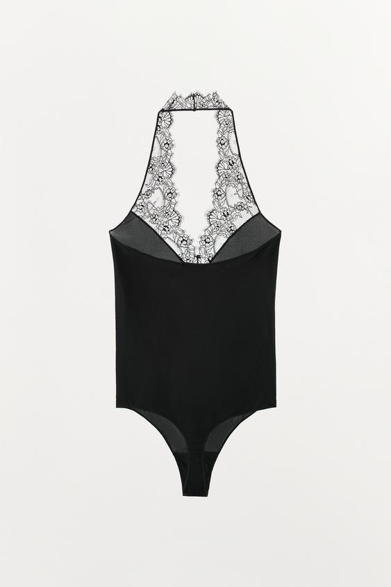 BODY HALTER DENTELLE - Noir de Zara - Image 5