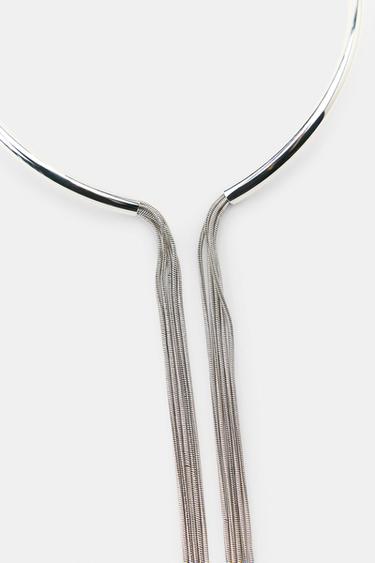 METAL FRINGE CHOKER NECKLACE - Silver by Zara - Image 3