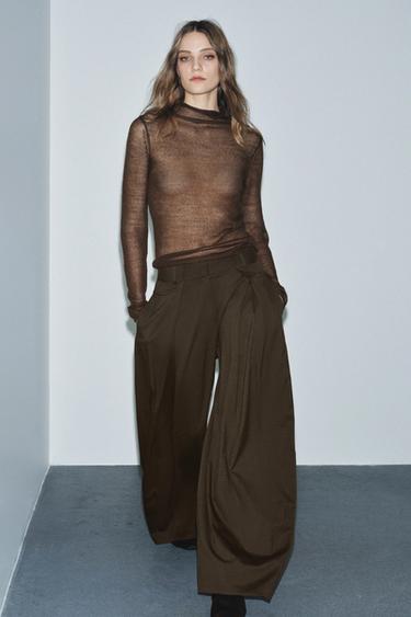 ZW COLLECTION VOLUME TROUSERS WITH DARTS - Olive green by Zara - Image 4