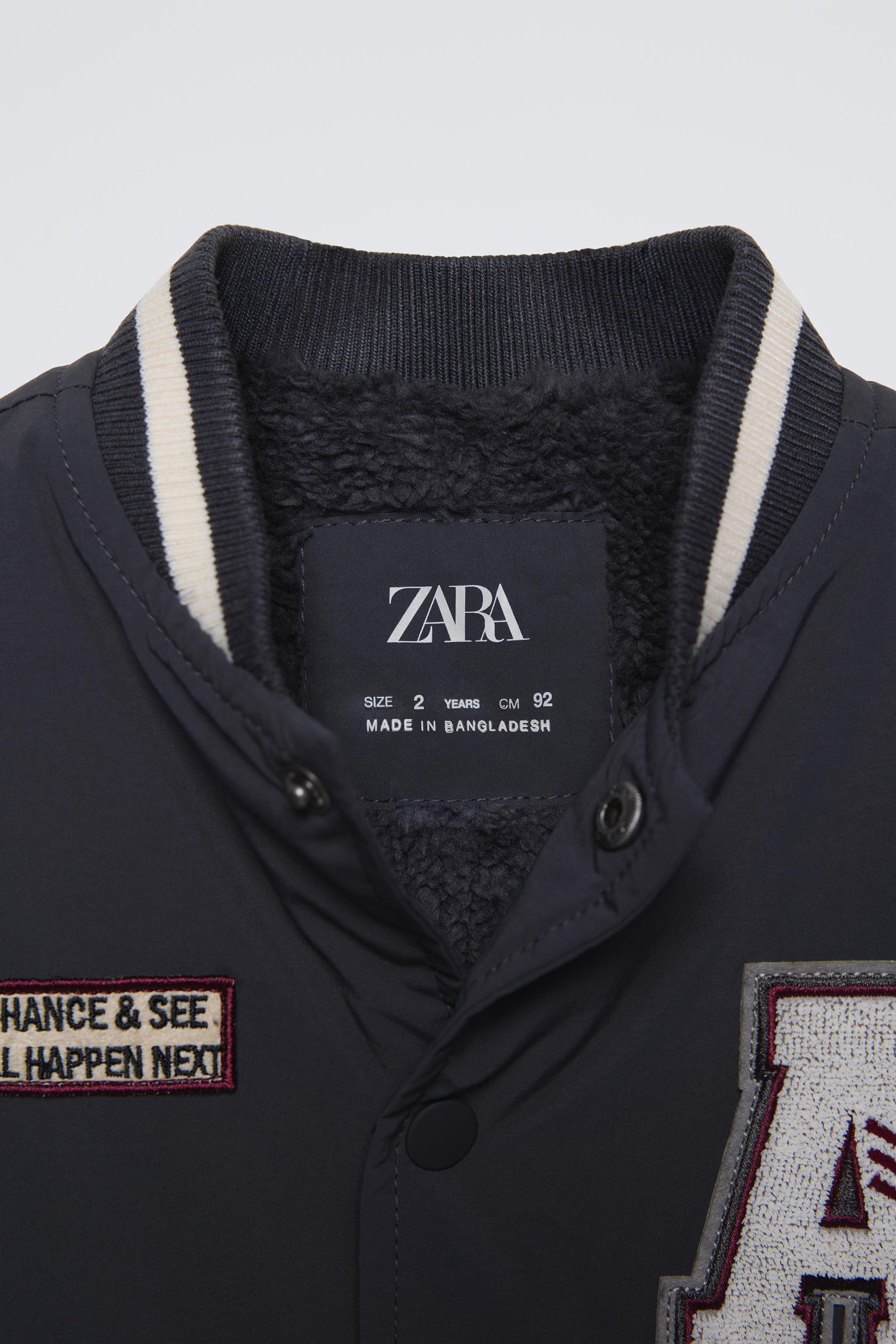 フェイクボアライナー カレッジ ボンバージャケット - カーボングレー | ZARA Japan / 日本