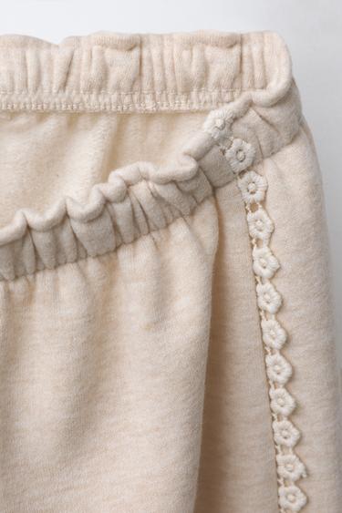 FLORAL LACE JOGGER TROUSERS - Sand / Marl by Zara - Image 2