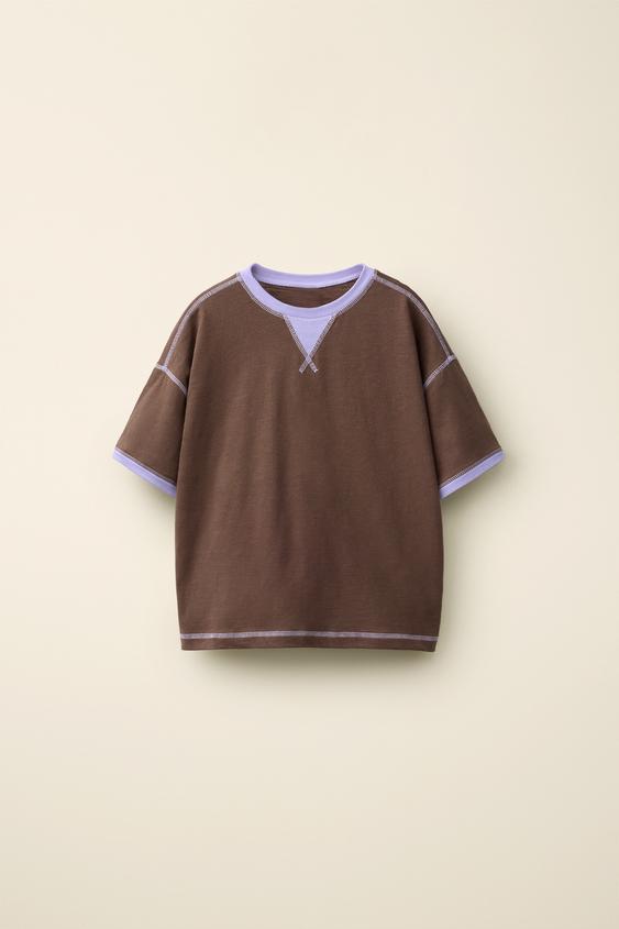 STRIPED TOP WITH TOPSTITCHING CREATED BY CARAMEL LONDON X ZARA - Purple by Zara - Image 0