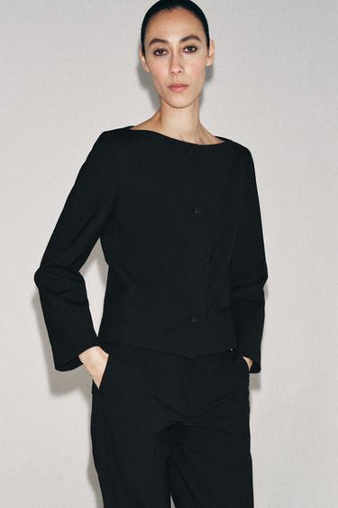 Zara ZW COLLECTION BUTTON JACKET - Black
