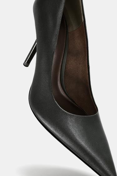LEATHER HIGH-HEEL SHOES - Black by Zara - Image 6