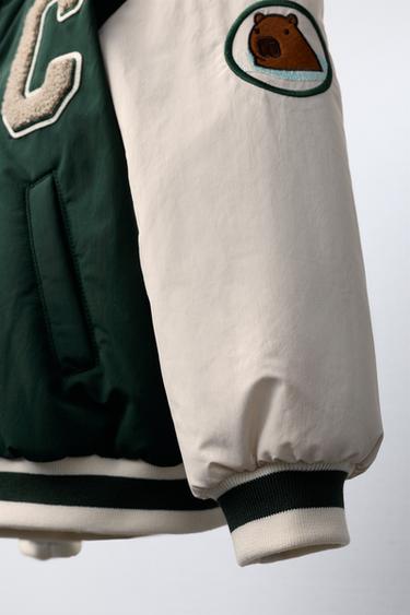 BOMBER JACKET WITH REMOVABLE HOOD AND FLEECE LINING NYLON CAPIBARA CAPYFUN © - Green by Zara - Image 7