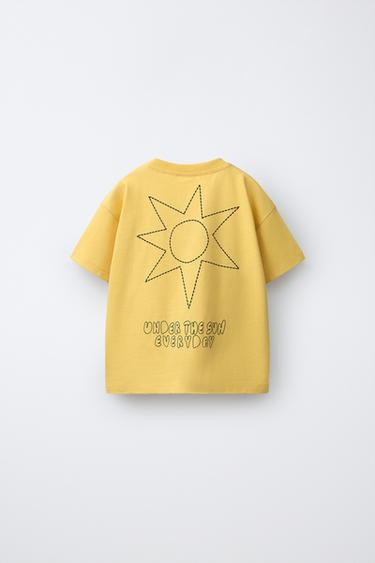 EMBROIDERED PALM TREE T-SHIRT - Mid-yellow by Zara - Image 1