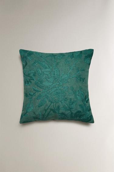 EMBROIDERED CUSHION COVER - Turquoise by Zara - Image 0