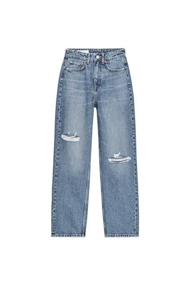 TRF RIPPED HIGH-WAIST MOM JEANS