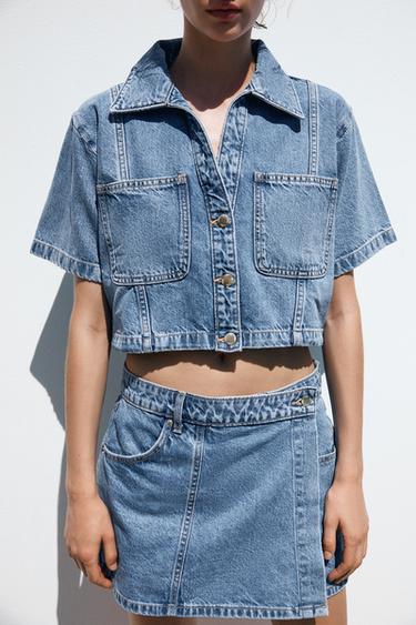 CHEMISE Z1975 COURTE EN DENIM - Bleu moyen de Zara