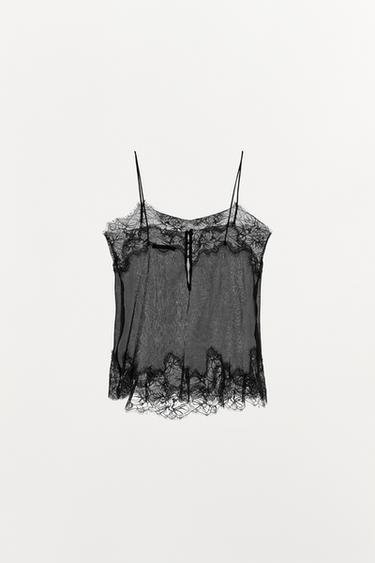 PLEATED LACE TOP - Black by Zara - Image 5