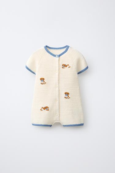 DOG PRINT PLAYSUIT - Ecru by Zara