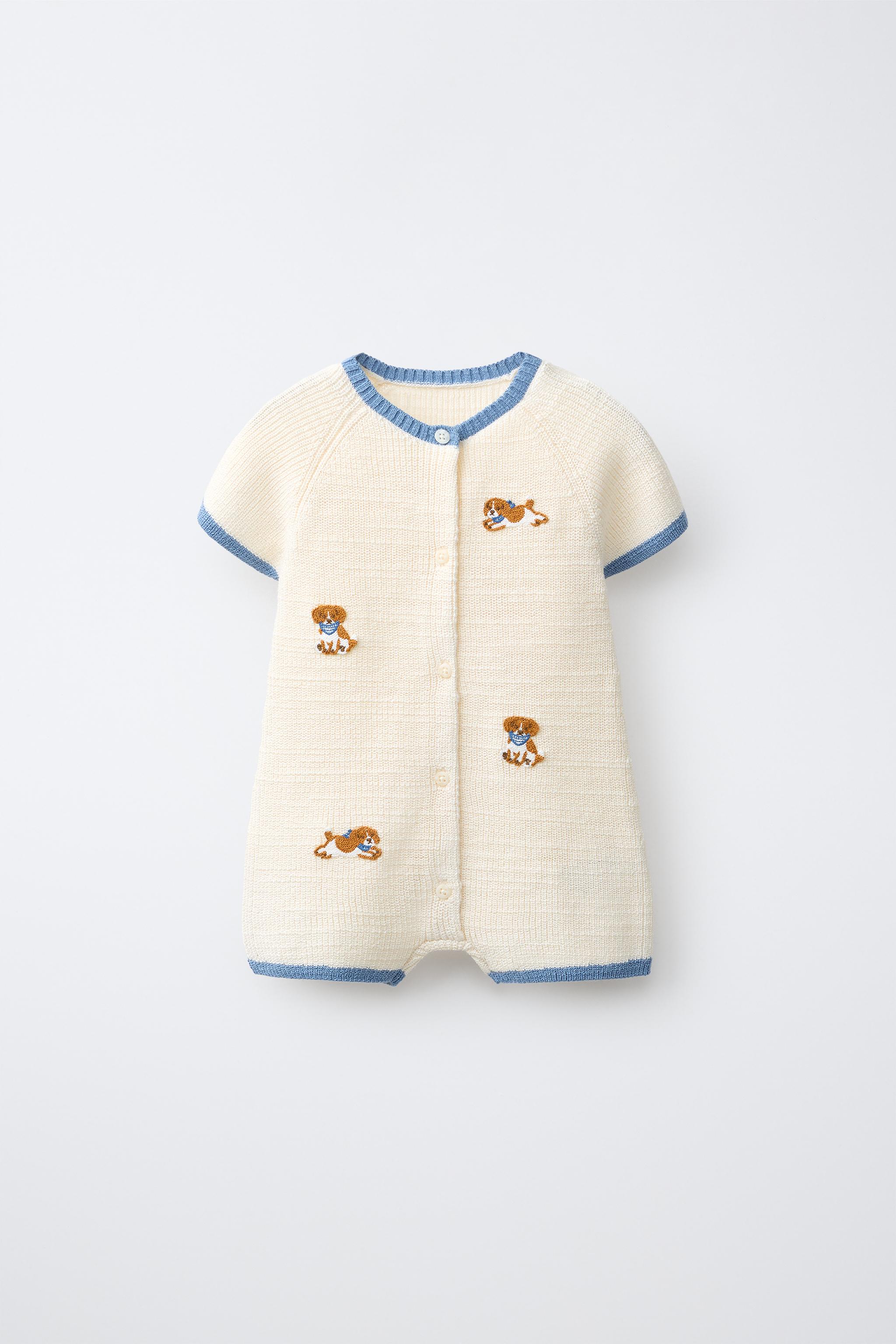 DOG PRINT KNIT SHORT JUMPSUIT