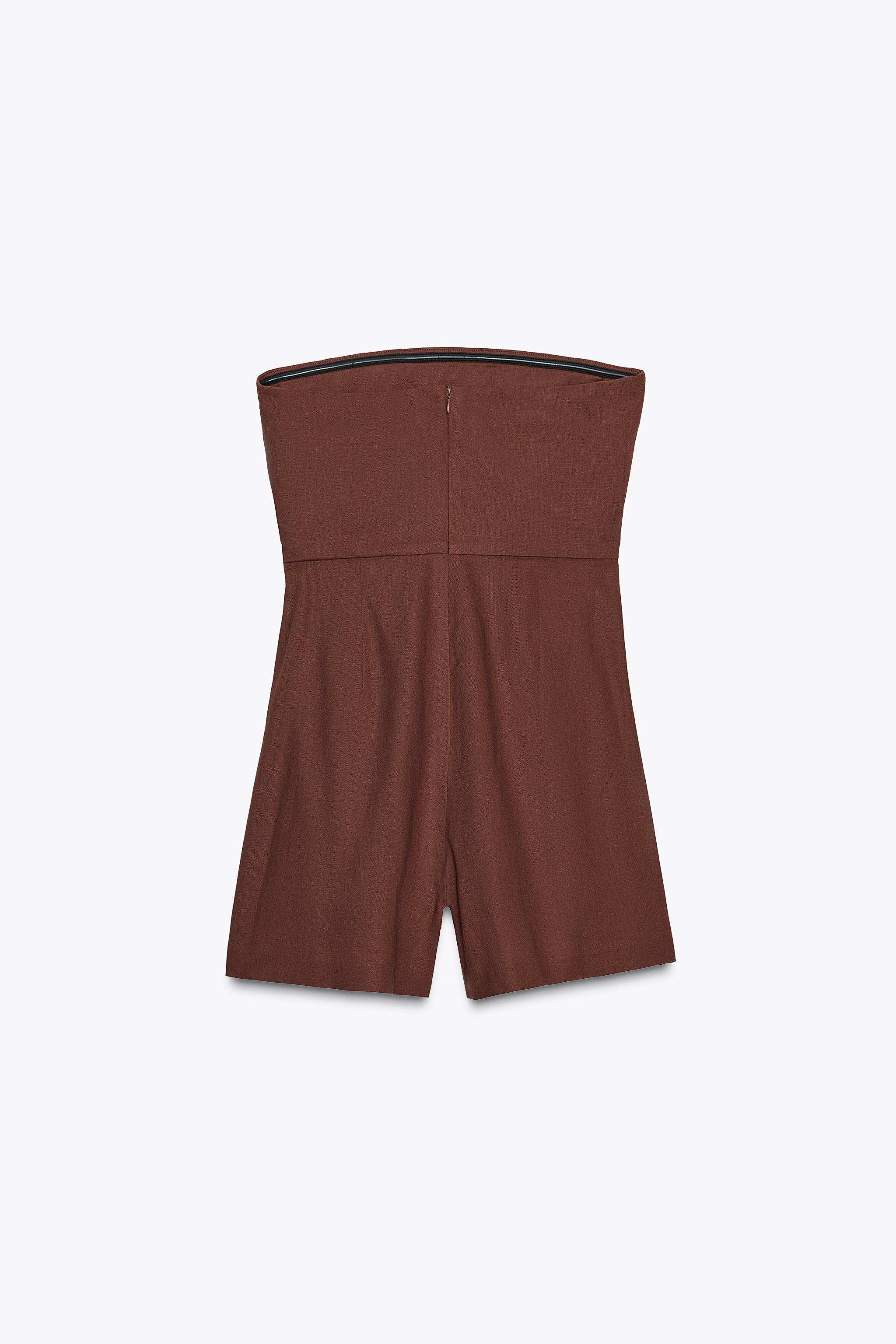 LINEN SHORT JUMPSUIT - Terracotta | ZARA Canada