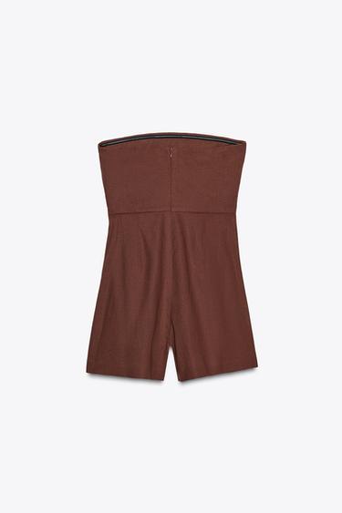 SHORT LINEN BLEND JUMPSUIT - Terracotta by Zara - Image 5