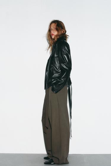 TRENCH COURT MATIÈRE SYNTHÉTIQUE - Noir de Zara - Image 3