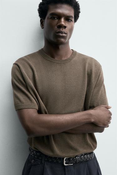 REGULAR FIT KNIT T-SHIRT - Mid-green by Zara - Image 4