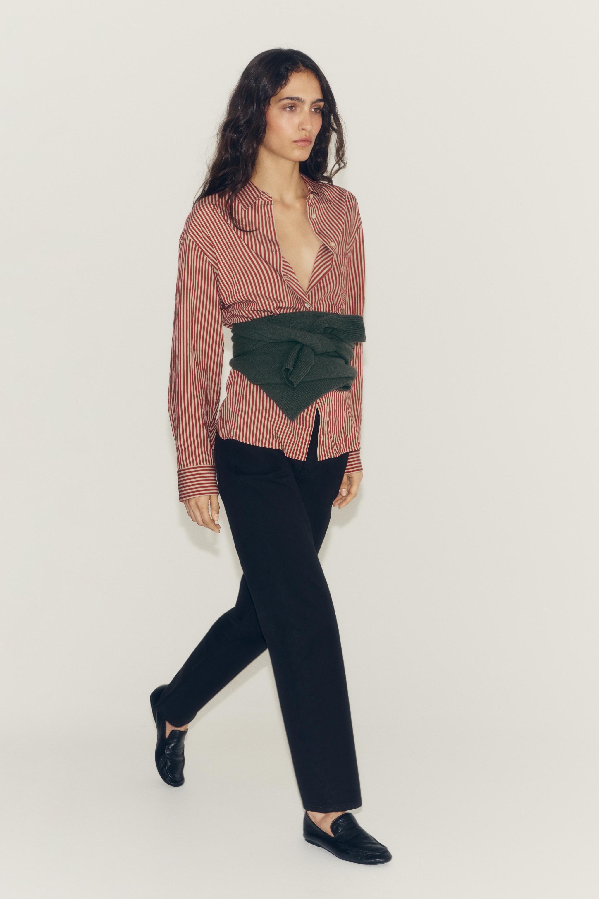 Женские рубашки Zara ZW COLLECTION STRIPED POCKET SHIRT — фото 5