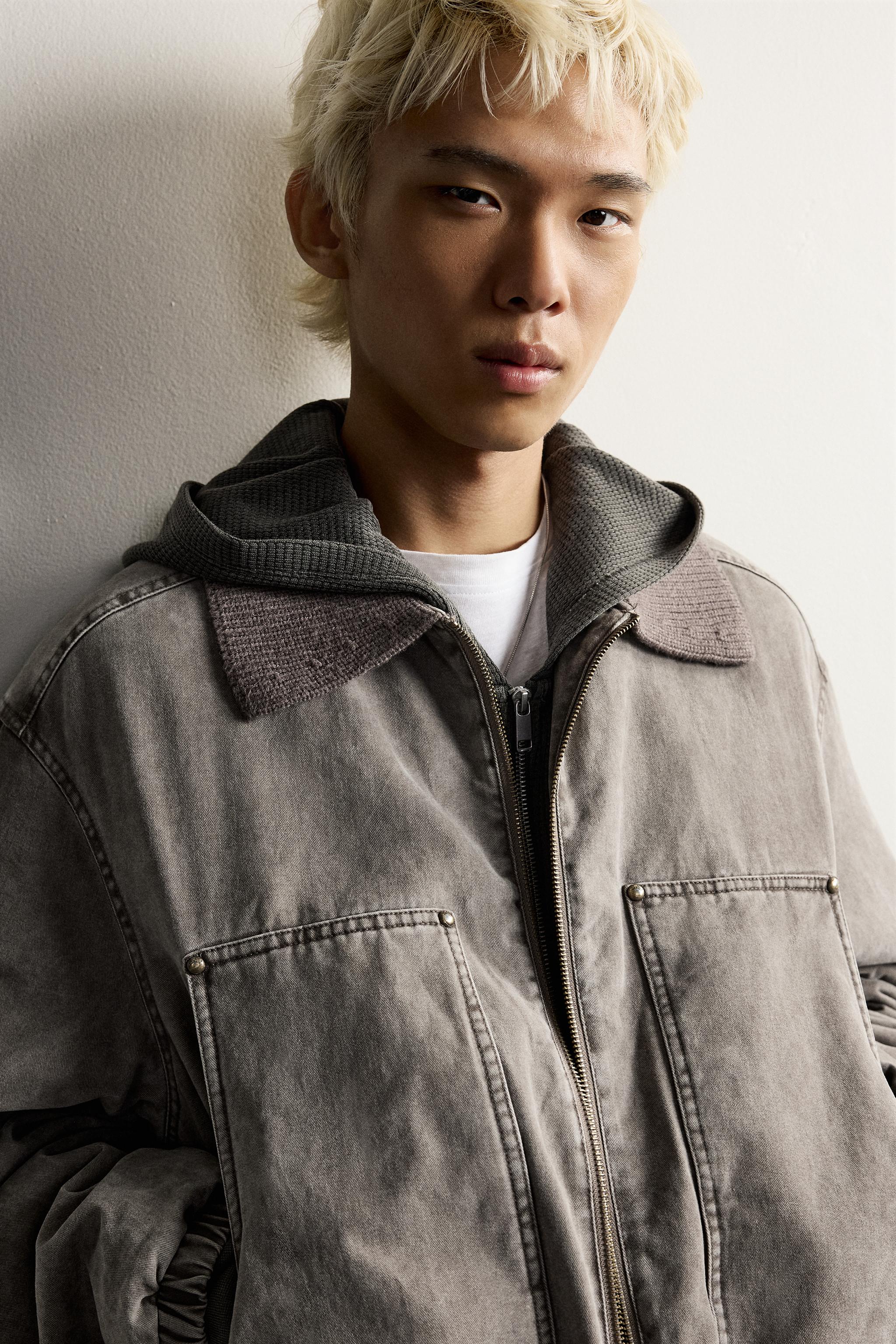 CROPPED FIT JACKET WITH KNIT COLLAR - thumbnail 5