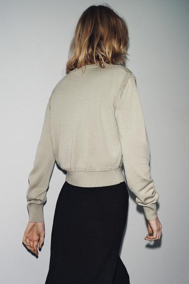 BUTTON DETAIL KNIT SWEATER - Beige by Zara - Image 2