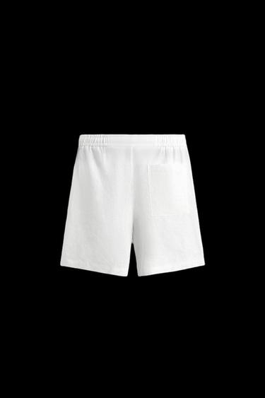 100% LINEN RELAXED FIT BERMUDA SHORTS - White by Zara