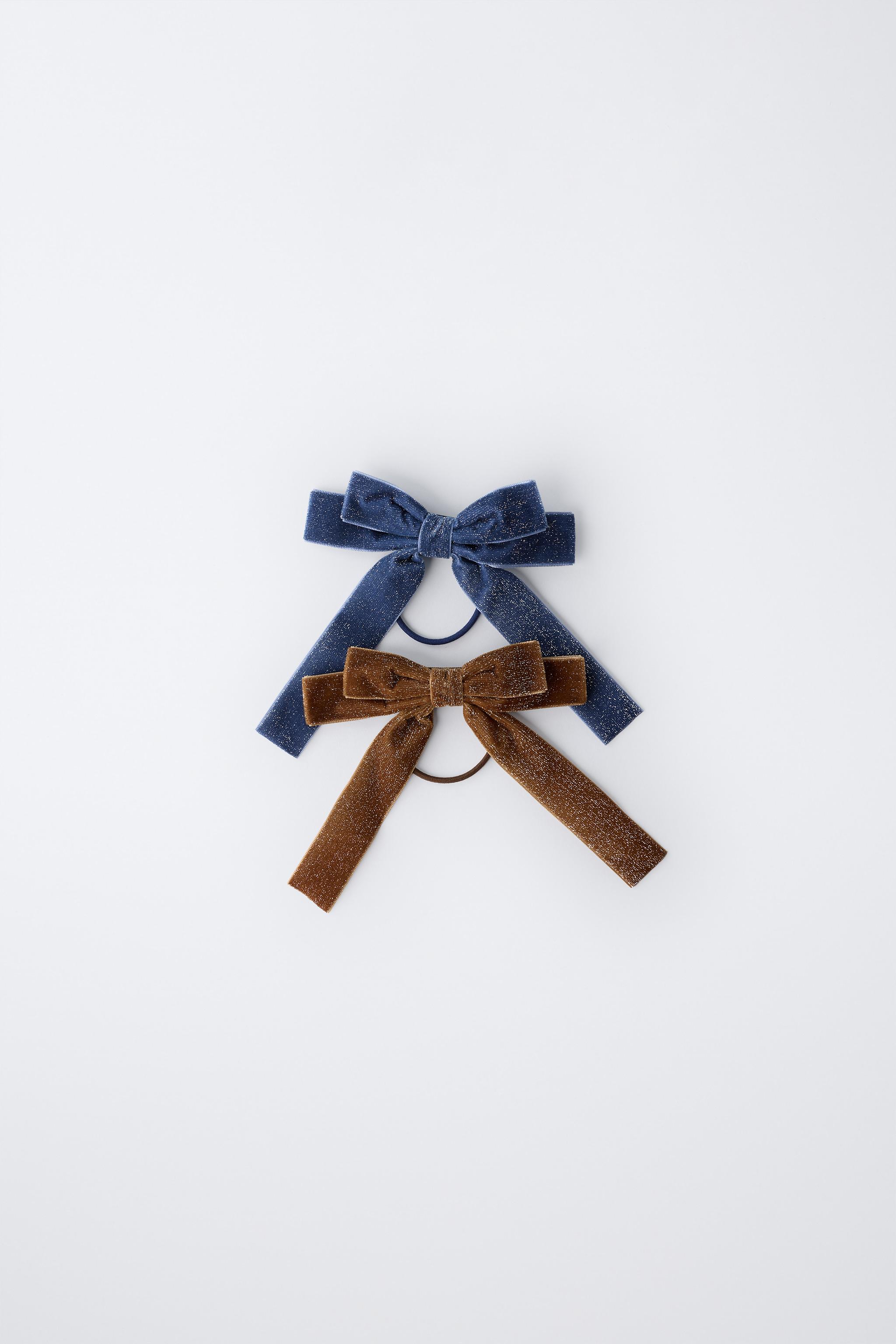TWO-PACK OF SHINY VELVET BOW HAIR TIES
