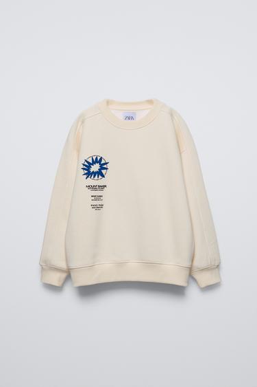MOLETOM ESTAMPADO COM RELEVO - Branco-marfim da Zara - Imagem 0