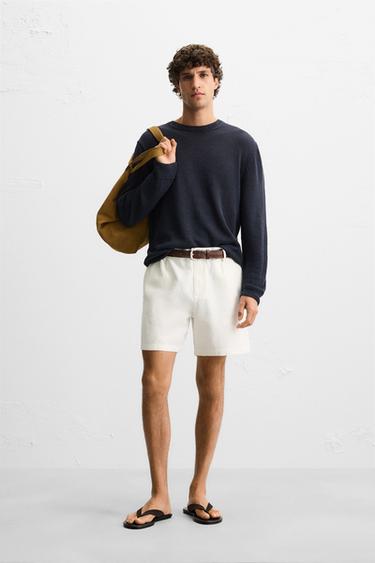 LINEN/COTTON BERMUDA SHORTS - White by Zara - Image 0