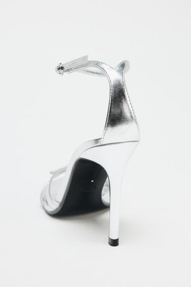 SANDALES À TALONS HAUTS EFFET MÉTALLISÉ - Argent de Zara - Image 7