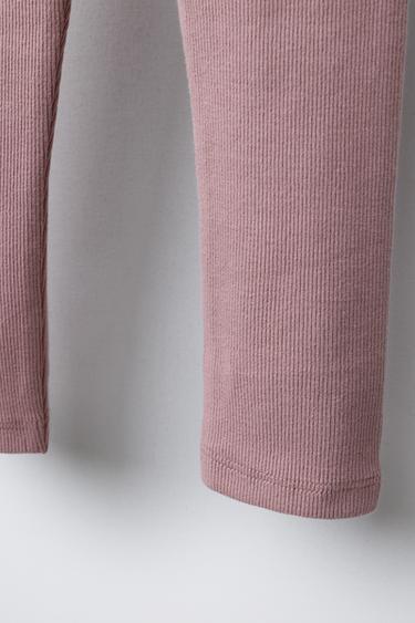 RIBBED LEGGINGS WITH LABEL - Pink / Mauve by Zara - Image 3