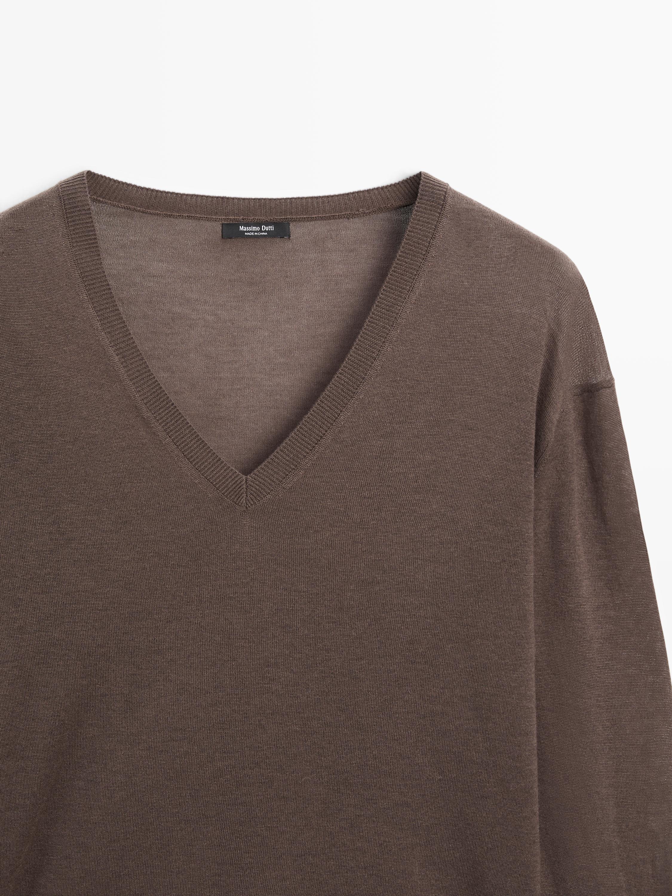 Silk and wool blend knit sweater