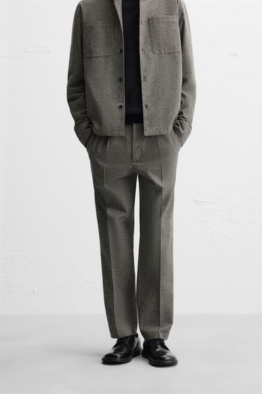 TEXTURED SLIM FIT TROUSERS - Beige-brown by Zara - Image 1