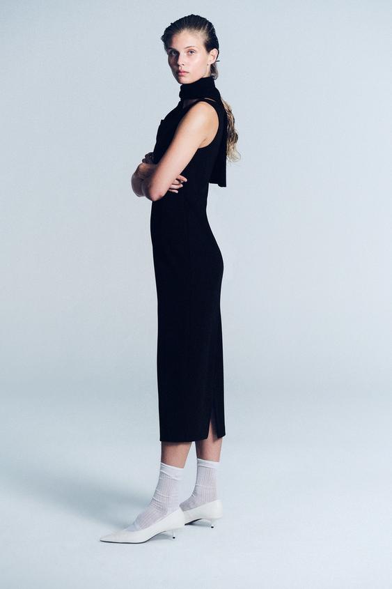 BOAT NECK MIDI DRESS - Black by Zara - Image 0