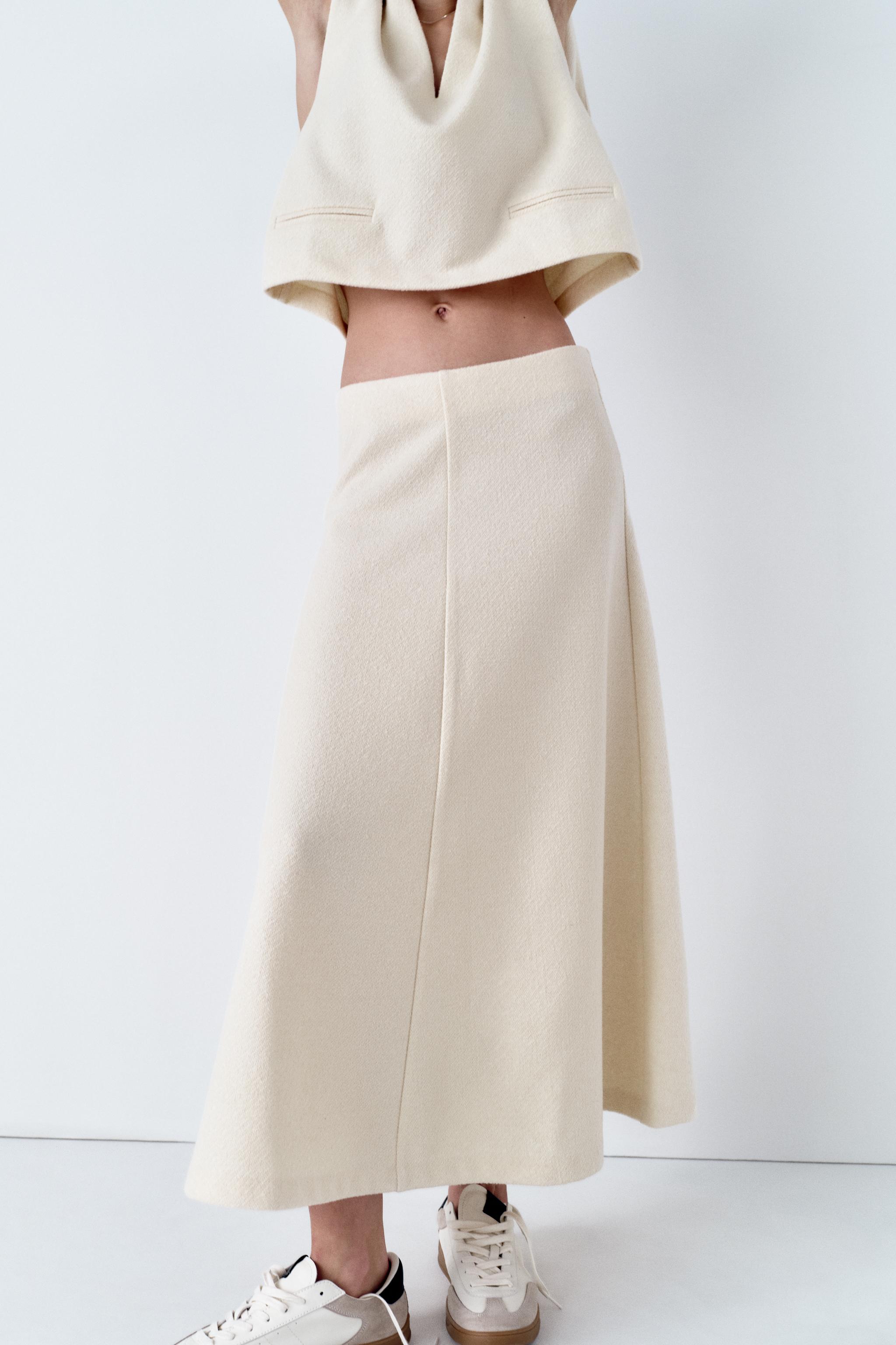 RUSTIC MIDI SKIRT - Ecru