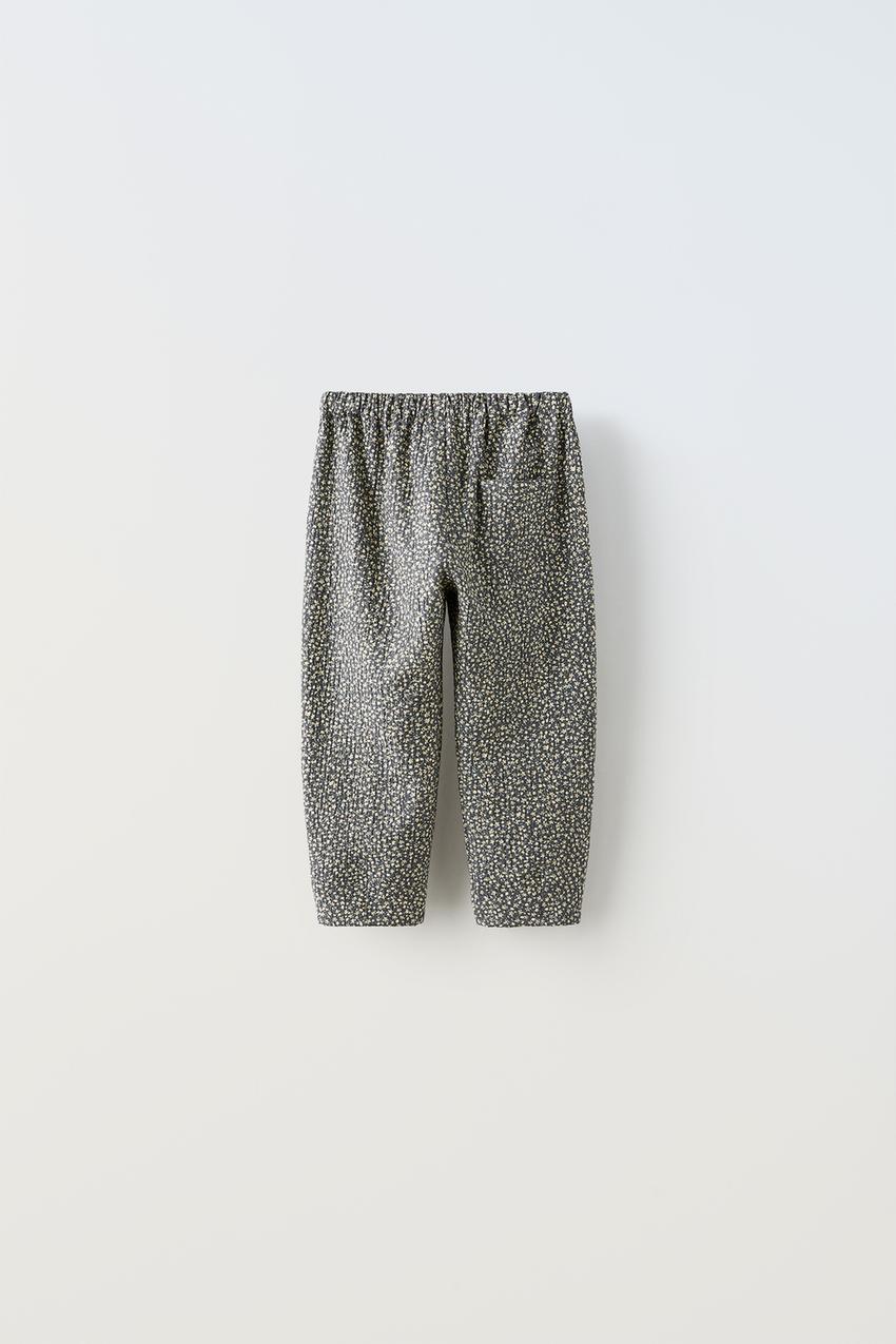 Textured printed trousers