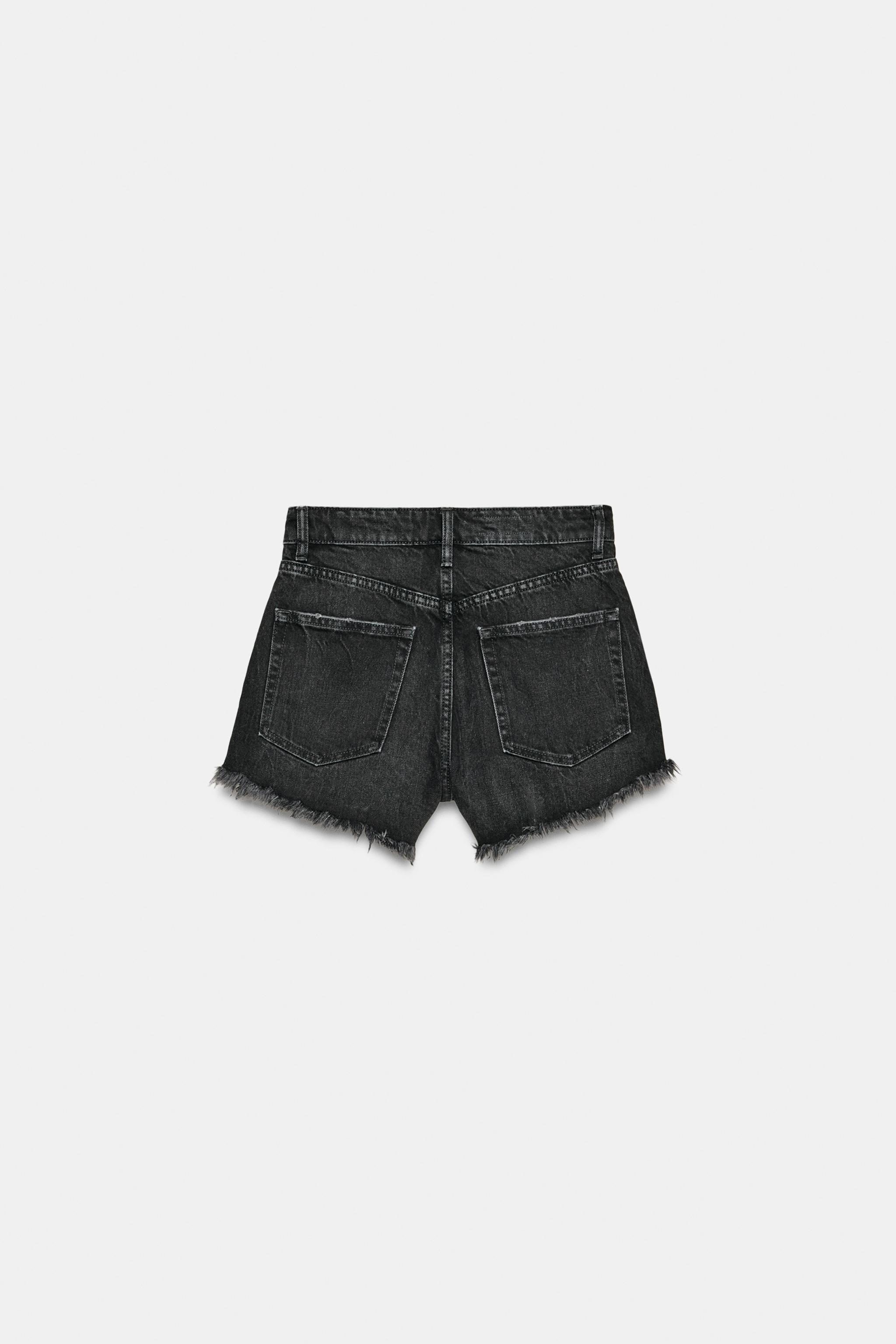 TRF CURVED HIGH-WAISTED DENIM SHORTS