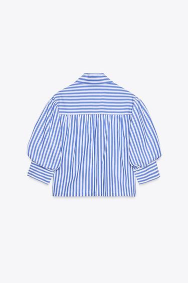 CHEMISE POPELINE MANCHES BOUFFANTES ZW COLLECTION - rayures de Zara - Image 5