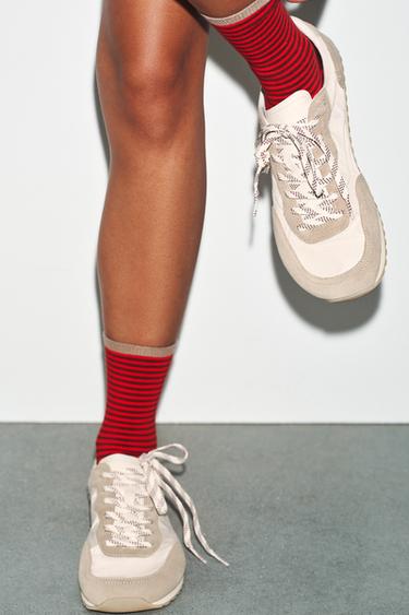 BAREFOOT CONTRAST TRAINERS - Sand Brown by Zara