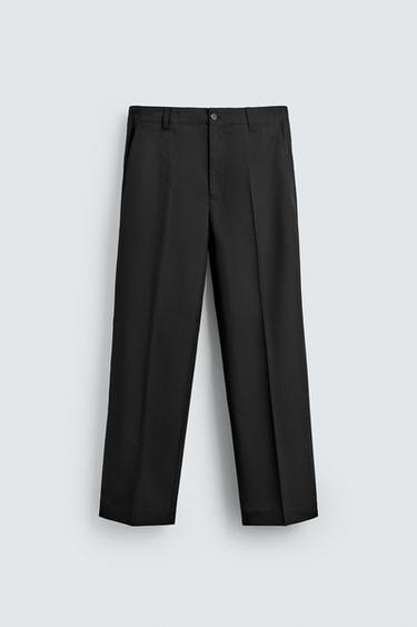 PLEATED STRAIGHT-LEG TROUSERS - Black by Zara