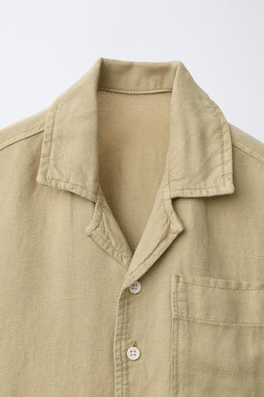CHEMISE BOWLING FLUIDE AVEC LIN - Kaki de Zara - Image 2