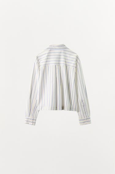 CHEMISE PYJAMA COURTE À RAYURES - Écru de Zara - Image 5