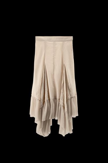 ASYMMETRIC PLEATED SKIRT - Ecru by Zara - Image 0