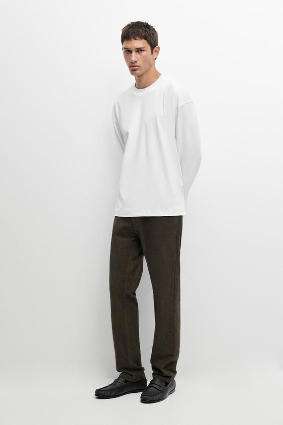 Zara 100% cotton long sleeve boxy T-shirt - White - Image 0