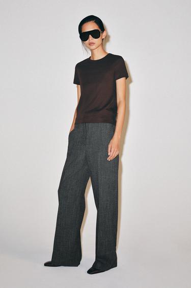 INTERLOCK SHORT SLEEVE T-SHIRT - Chocolate by Zara